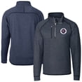 thumbnail image 1 of Men's Cutter & Buck Heather Navy New England Revolution Mainsail Sweater-Knit Half-Zip Pullover Jacket, 1 of 3