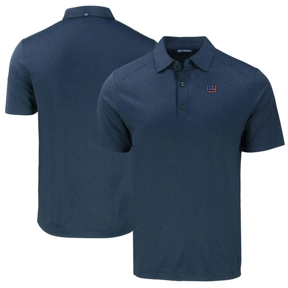 Men's Cutter & Buck Heather Navy New York Giants Americana Forge Eco Stretch Recycled Polo