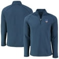 thumbnail image 1 of Men's Cutter & Buck Heather Navy New York Mets Peshastin Eco Fleece Recycled Raglan Quarter-Zip Top, 1 of 3