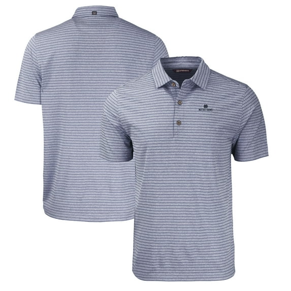 Men's Cutter & Buck Heather Navy Notre Dame Fighting Irish Big & Tall Forge Eco Heather Stripe Stretch Recycled Polo