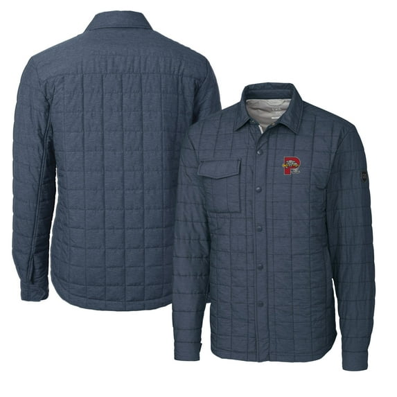 Men's Cutter & Buck Heather Navy Portland Sea Dogs Big & Tall Rainier PrimaLoft Eco Insulated Quilted Button-Up Shacket