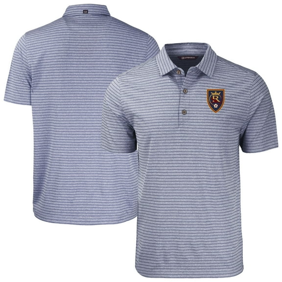 Men's-Cutter & Buck Heather Navy Real Salt Lake Big & Tall Forge Eco Heather Stripe Stretch Recycled Polo