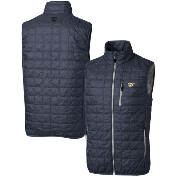 Men's Cutter & Buck Heather Navy West Virginia Mountaineers Team Logo Big & Tall Rainier PrimaLoft Eco Insulated