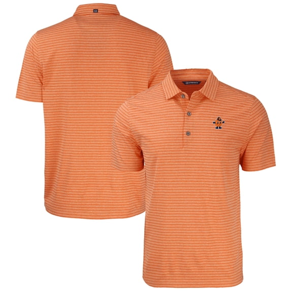 Men's Cutter & Buck Heather Orange Syracuse Orange Vault Forge Eco Heathered Stripe Stretch Recycled Polo