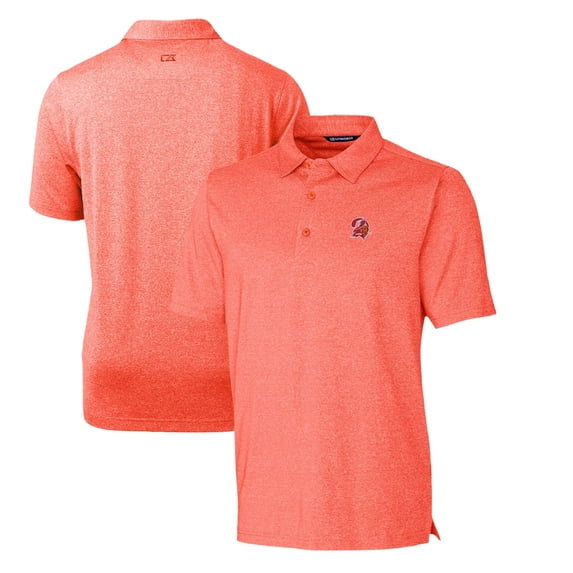 Men's Cutter & Buck Heather Orange Tampa Bay Buccaneers Throwback Logo Forge Heathered Stretch Polo