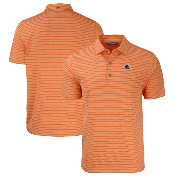 Men's Cutter & Buck Heather Orange UTSA Roadrunners Forge Eco Heathered Stripe Stretch Recycled Polo