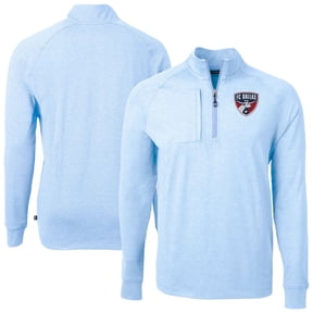Men's-Cutter & Buck Heather Powder Blue FC Dallas Adapt Eco Knit Heather Raglan Quarter-Zip Pullover Top