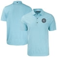 thumbnail image 1 of Men's Cutter & Buck Heather Powder Blue New York City FC Forge Eco Stripe Stretch Recycled Tri-Blend Polo, 1 of 3