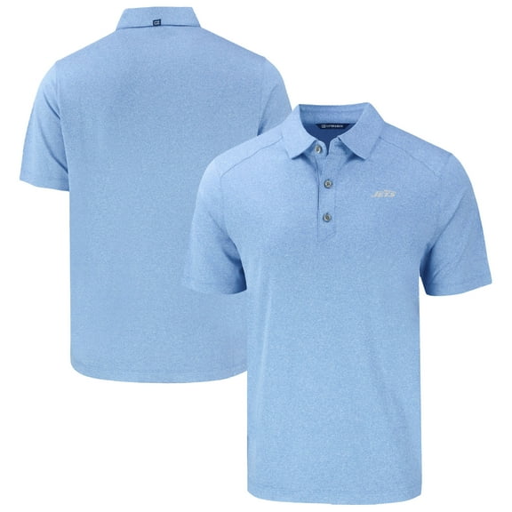 Men's Cutter & Buck Heather Powder Blue New York Jets Forge Eco Stretch Recycled Polo