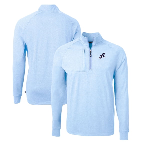 Men's Cutter & Buck Heather Powder Blue Reno Aces Adapt Eco Knit Heather Recycled Quarter-Zip Pullover