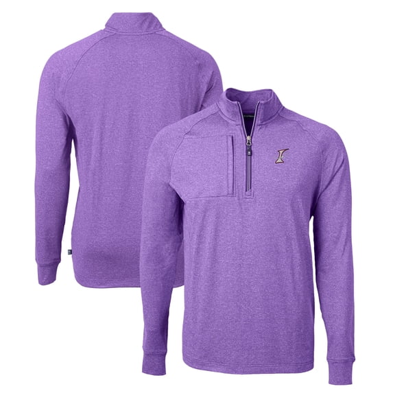 Men's Cutter & Buck Heather Purple Albuquerque Isotopes Adapt Eco Knit Heather Recycled Quarter-Zip Pullover
