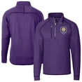 thumbnail image 1 of Men's-Cutter & Buck  Heather Purple Orlando City SC Mainsail Sweater-Knit Half-Zip Raglan Jacket, 1 of 3