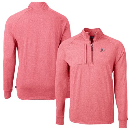 Men's Cutter & Buck Heather Red Athletics Americana Logo Big & Tall Adapt Eco Knit Stretch Recycled Quarter-Zip Pullover