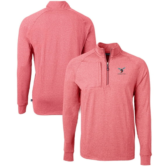Men's Cutter & Buck Heather Red Delaware State Hornets Big & Tall Adapt Eco Knit Quarter-Zip Pullover Top