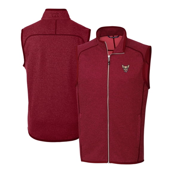 Men's Cutter & Buck Heather Red El Paso Chihuahuas Mainsail Sweater-Knit Full-Zip Vest