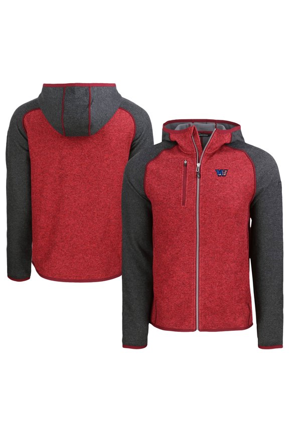 Men's Cutter & Buck Heather Red/Heather Charcoal Washington Commanders  Americana Mainsail Full-Zip Hooded Jacket