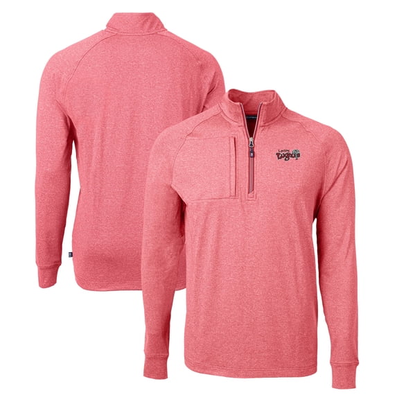 Men's Cutter & Buck Heather Red Lansing Lugnuts Adapt Eco Knit Heather Recycled Quarter-Zip Pullover