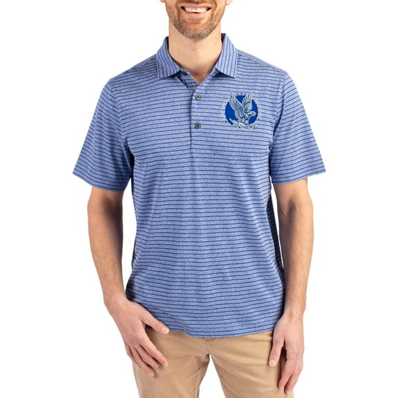 Men's Cutter & Buck Heather Royal Air Force Falcons Forge Eco Heather Stripe Stretch Recycled Polo
