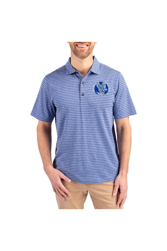 Men's Cutter & Buck Heather Royal Air Force Falcons Forge Eco Heather Stripe Stretch Recycled Polo