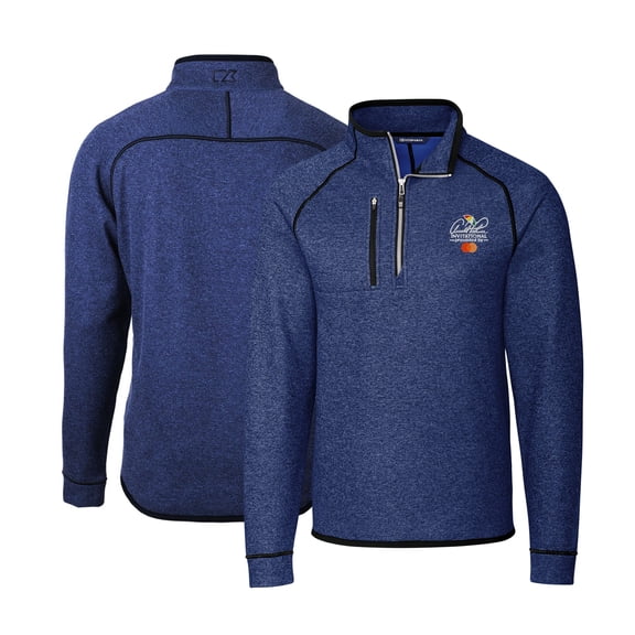 Men's Cutter & Buck Heather Royal Arnold Palmer Invitational Mainsail Sweater-Knit Big & Tall Half-Zip Pullover Jacket