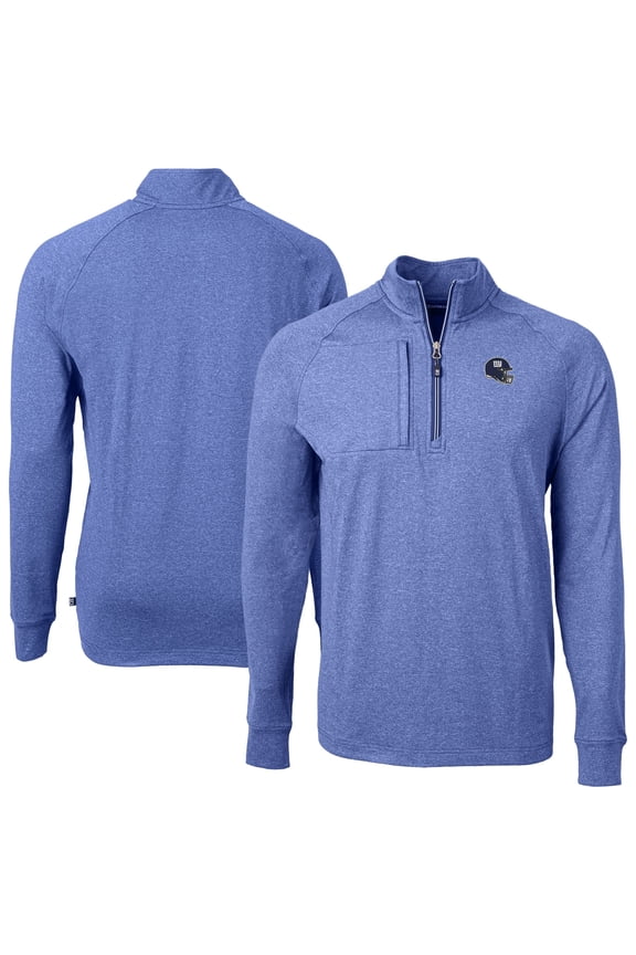 Men's Cutter & Buck Heather Royal New York Giants Big & Tall Adapt Eco Raglan Quarter-Zip Jacket