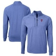 thumbnail image 1 of Men's Cutter & Buck Heather Royal Philadelphia Phillies Adapt Eco Knit Stretch Recycled Quarter-Zip Pullover Top, 1 of 3