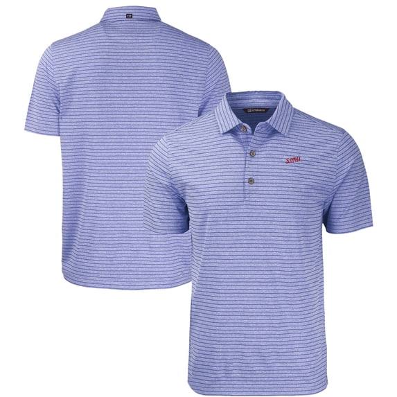 Men's Cutter & Buck Heather Royal SMU Mustangs Vault Forge Eco Heathered Stripe Stretch Recycled Polo