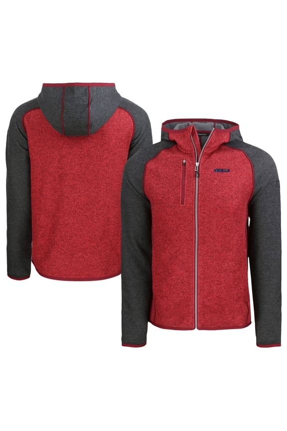 Men's Cutter & Buck Heather Scarlet/Heather Charcoal San Francisco 49ers  Americana Mainsail Full-Zip Hooded Jacket