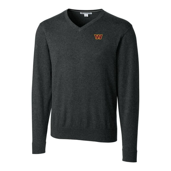 Men's Cutter & Buck Heathered Charcoal Washington Commanders Big & Tall Lakemont V-Neck Sweater