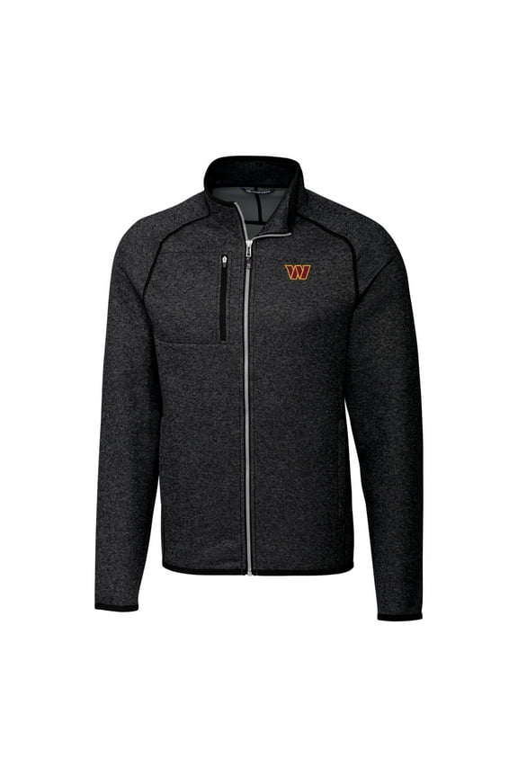 Men's Cutter & Buck Heathered Charcoal Washington Commanders Big & Tall Mainsail Full-Zip Jacket