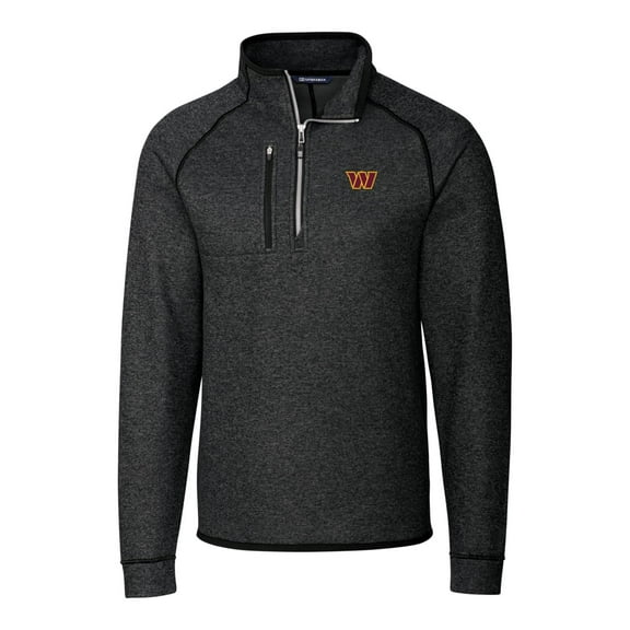 Men's Cutter & Buck Heathered Charcoal Washington Commanders Big & Tall Mainsail Half-Zip Pullover Jacket