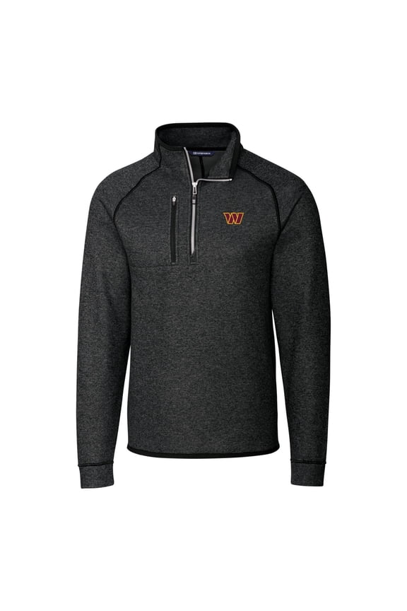 Men's Cutter & Buck Heathered Charcoal Washington Commanders Mainsail Half-Zip Pullover Jacket
