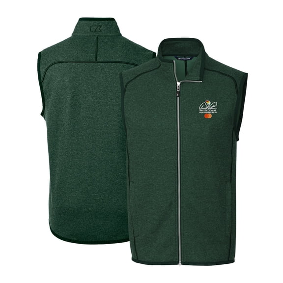 Men's Cutter & Buck Hunter Green Arnold Palmer Invitational Mainsail Sweater Knit Fleece Full-Zip Vest