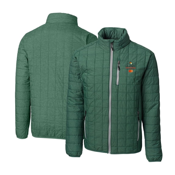 Men's Cutter & Buck Hunter Green Arnold Palmer Invitational Rainier PrimaLoft Eco Insulated Full-Zip Puffer Jacket