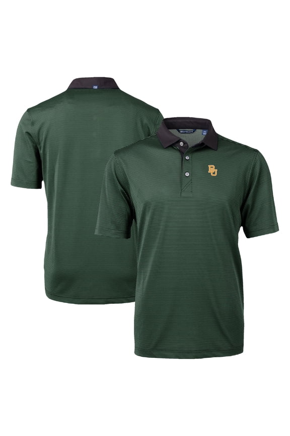 Men's-Cutter & Buck  Hunter Green/Black Baylor Bears DryTec Virtue Eco Pique Recycled Polo