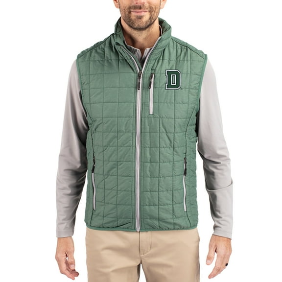 Men's-Cutter & Buck Hunter Green Dartmouth Big Green Rainier Eco Insulated PrimaLoft Full-Zip Puffer Vest