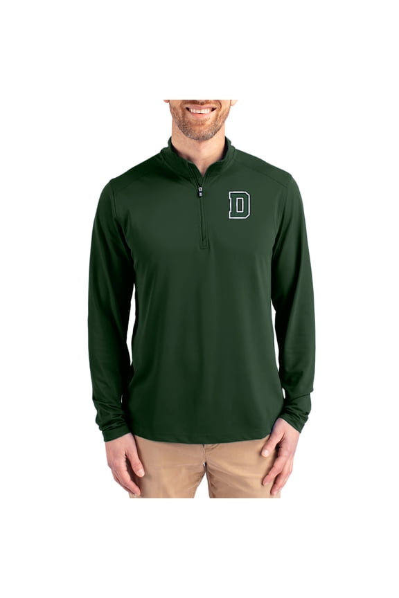 Men's-Cutter & Buck Hunter Green Dartmouth Big Green Virtue DryTec Quarter-Zip Pullover