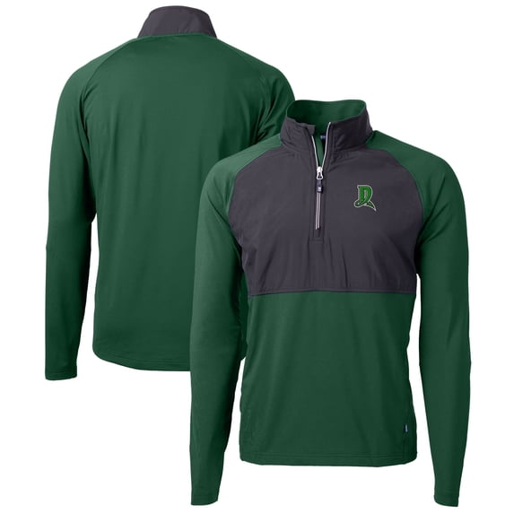 Men's Cutter & Buck Hunter Green Dayton Dragons Adapt Eco Knit Hybrid Recycled Quarter-Zip Top