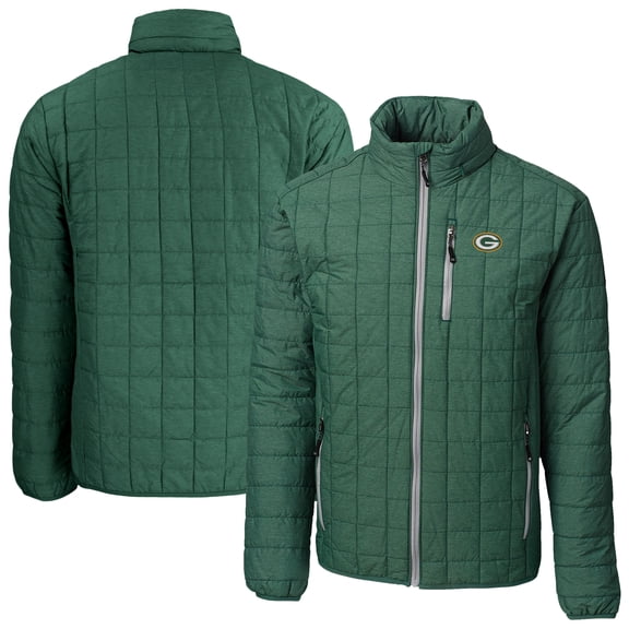 Men's Cutter & Buck Hunter Green Green Bay Packers Rainier PrimaLoft Eco Insulated Full-Zip Puffer Jacket