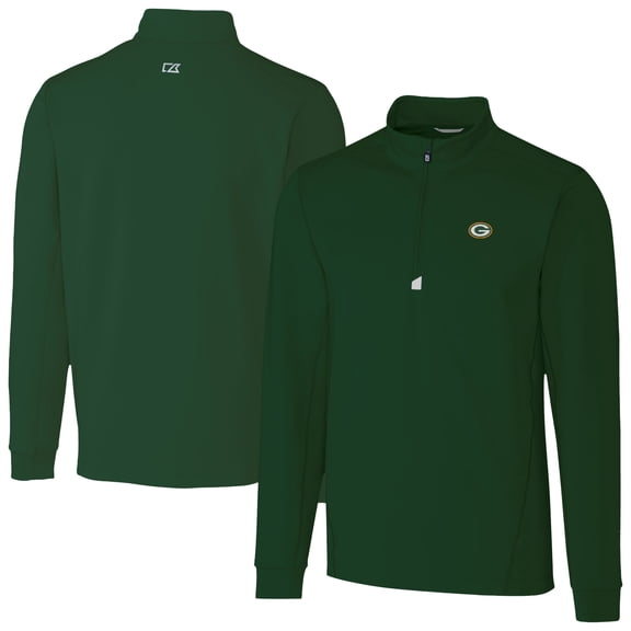 Men's Cutter & Buck  Hunter Green Green Bay Packers Traverse Stretch Quarter-Zip Top