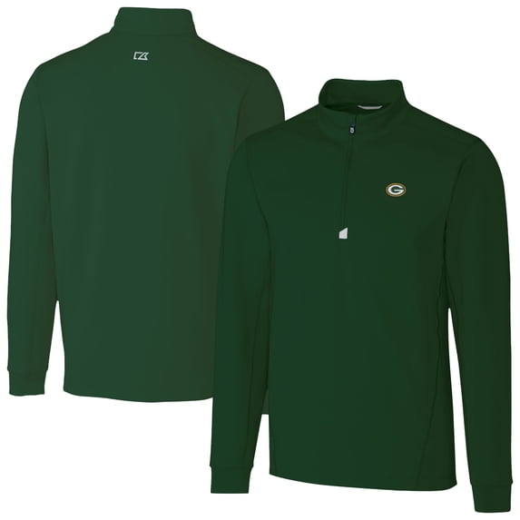 Men's Cutter & Buck Hunter Green Green Bay Packers Traverse Stretch Quarter-Zip Top