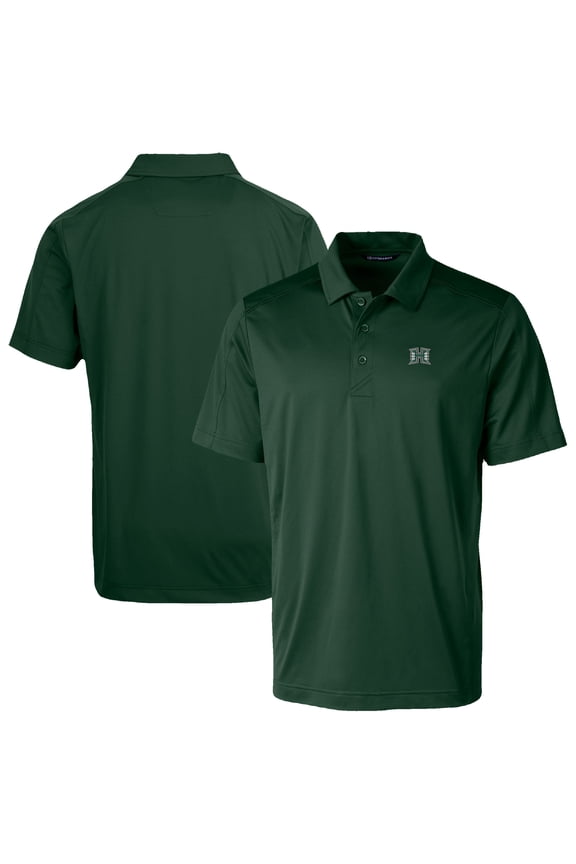 Men's Cutter & Buck Hunter Green Hawaii Rainbow Warriors Prospect Eco Textured Stretch Recycled Polo