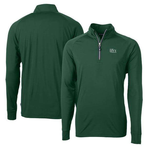 Men's Cutter & Buck  Hunter Green Ivy League DryTec Adapt Eco Knit Stretch Recycled Quarter Zip Pullover