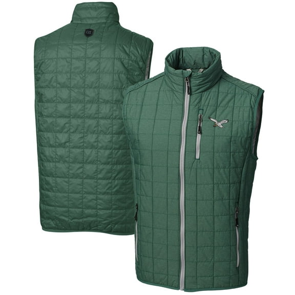Men's Cutter & Buck Hunter Green Philadelphia Eagles Rainier PrimaLoft Eco Full-Zip Puffer Vest
