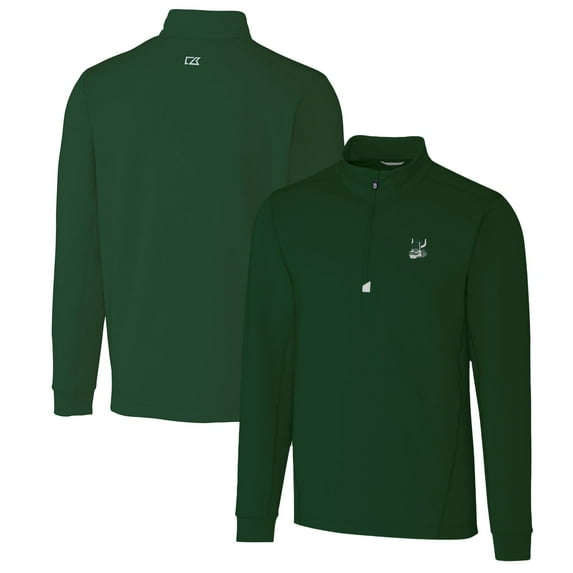Men's Cutter & Buck Green Portland State Vikings Traverse Stretch Quarter Zip-Pullover Top