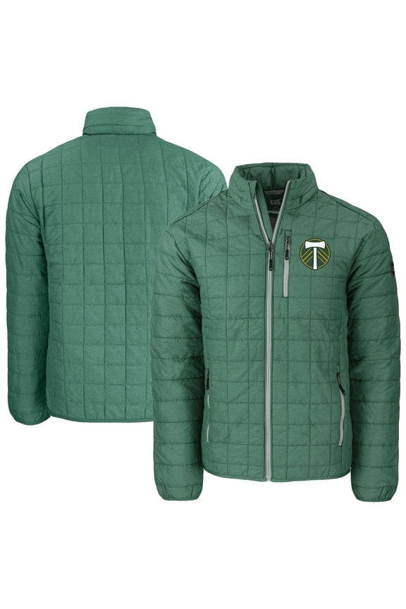 Men's-Cutter & Buck Hunter Green Portland Timbers Rainier PrimaLoft Eco Insulated Full-Zip Puffer Jacket