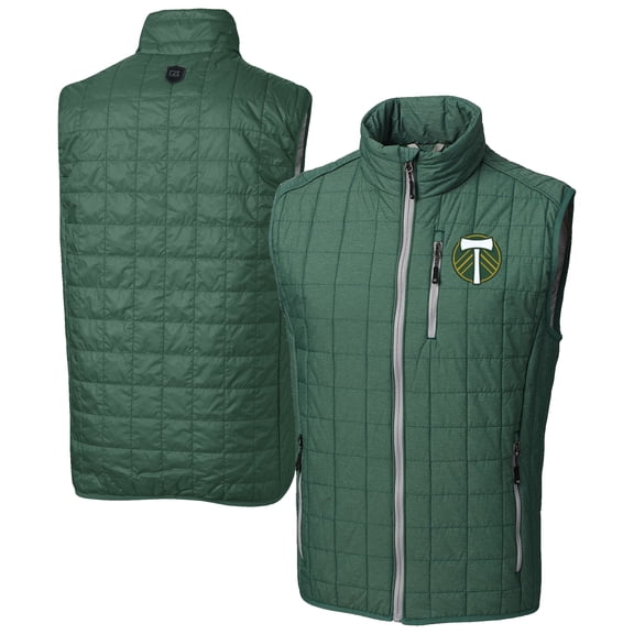 Men's-Cutter & Buck Hunter Green Portland Timbers Rainier PrimaLoft Eco Insulated Full Zip Puffer Vest