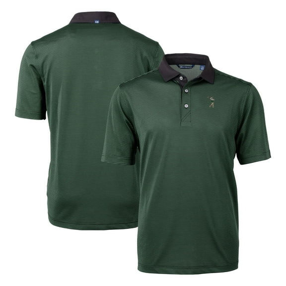 Men's Cutter & Buck Hunter Green South Florida Bulls DryTec Tri-Blend Virtue Eco Pique Micro Stripe Recycled Polo