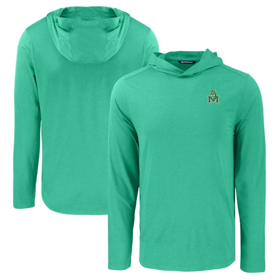 Men's Cutter & Buck Kelly Green Marshall Thundering Herd Coastline Epic Comfort Eco Recycled Long Sleeve Hoodie T-Shirt