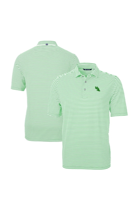 Men's Cutter & Buck Kelly Green North Texas Mean Green Virtue Eco Pique Stripe Recycled Polo